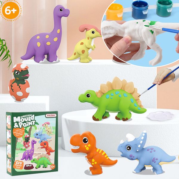 Arts and Crafts Dinosaures 3D Moule Peinture Ensemble Enfants Arts et Artisanat Kit de Peinture DIY Modèle Peinture Plâtre Interaction Parent-Enfant Jouets 230925