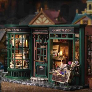 Kunst en ambacht DIY Magisch huismodel Houten puzzel Miniatuurpoppenhuissets met meubelverlichting Poppenhuizenspeelgoed voor volwassenen Verjaardagscadeaus YQ240119