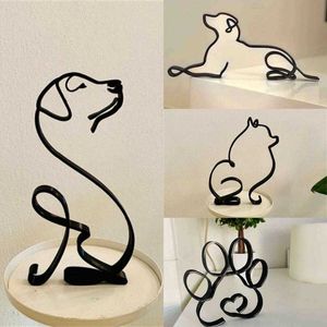 Kunst en ambachten hondenkunst sculptuur metalen hond abstract minimalistisch ijzeren beeldjes kantoor bureaubladaccessoires voor huizendecoratie schattige miniatuur y23