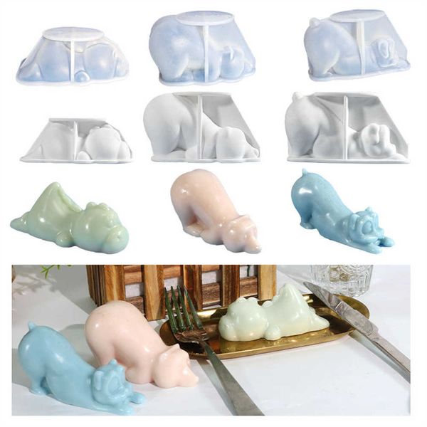 Artes y manualidades Dragón Perro Oso Resina Epoxi Molde de Silicona Molde de Fundición para DIY Pastel Hornear Chocolate Dulces Fabricación de Joyas Artesanía Decoración Y23