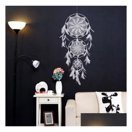 Arts et artisanat Dreamcatcher Wind Chimes Handmade Nordic Dream Catcher Net avec plumes 130 cm Tenture murale Craft Cadeau Home Decoratio Dhmbe