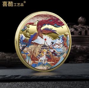 Arts et artisanat Peintures murales de Dunhuang Insignes métalliques Un cerf a votre pièce commémorative