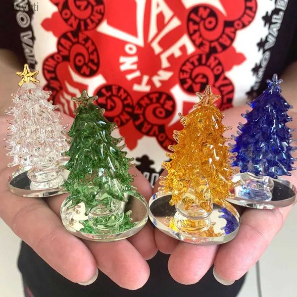 Artes y manualidades Exquisito árbol de cristal de Navidad Estatuilla en miniatura Adorno de árbol de Navidad de cristal Artesanía de cristal de Navidad Decoración para el hogar Regalo para niños YQ240119