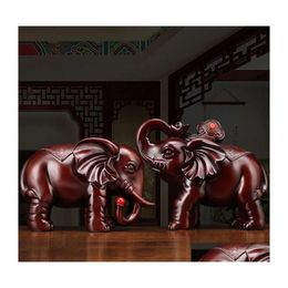 Arts And Crafts Factory Outlet Zhaocai Nafu Elephant Ornements Une Paire De Salon Chinois Porche Tv Cabinet Bureau Bureau Decorat Dhtv2