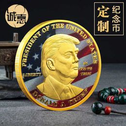 Usine d'art et d'artisanat Pièce commémorative Trump Pièce virtuelle Bitcoin Médaille commémorative en argent pur Pièce commémorative Pièce scénique T240306