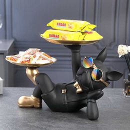 Kunst en ambachten modekunst Franse dierenfigines hars cool honden beeldhouwwerk lade snoep snack sleutel opslag standbeeld slaapkamer thuis bureau decor y23