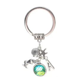 Kunst- en ambachten mode Drusy Druzy Key Rings Mermaid Scale Shell -zeester Pendant Keychain Fish Shimmery Chain For Women Lady Jewel DH0IX