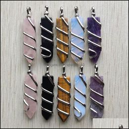 Arts and Crafts Fashion Natural Stone Mix Sword Shape Pendentids Charm pour les bijoux Marquage en gros Sports2010 Drop Livraison Dhtzq