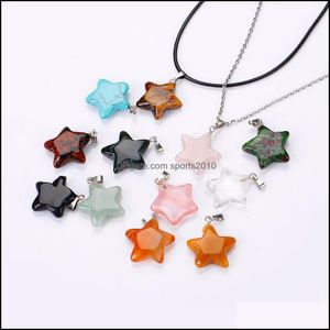 Arts Et Artisanat Étoile À Cinq Branches Cristal Naturel Quartz Rose Pendentif Collier Pentagramme Forme Chakra Guérison Bijoux Pour Sports2010 Dhnh3