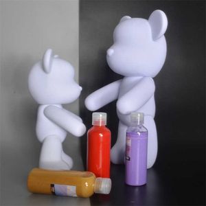 Arts and Crafts Vloeistof Gewelddadige Beer Bearbricks Graffiti Wit Lichaam Ornament DIY Handgemaakte Konijn Eenhoorn Model Desktop Decor Ouder-kind Speelgoed GiftHKD230625