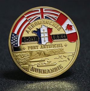 Arts et artisanat allemand de la Seconde Guerre mondiale Normandie Perceau d'échantillon 1944 Coin commémorative plaqué or