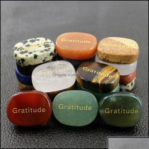 Arts et artisanat cadeaux maison jardin cristal de guérison Reiki symbole de gratitude pierre naturelle pièce ovale Thanksgiving Ot7Vz