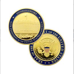 Arts and Crafts Gouden munt Witte Huis Trump verfkleur vergulde herdenkingsmunt buitenlandse handel digitale virtuele munt