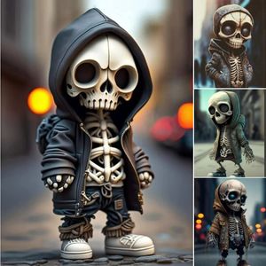 Kunst en Ambacht Halloween Thema Skeletpop Hars Ornament Schedel Karakter Standbeeld Woondecoratie Cadeau-ideeën Halloween Cool 231017