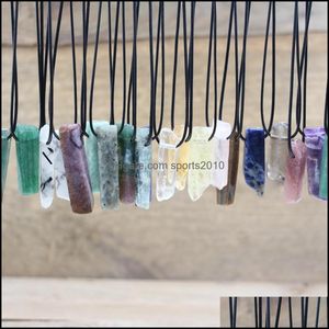 Arts And Crafts Healing Reiki Stone Slice Point Pendants Necklace Natural Gmes Rose Quartz Tiger Eye Agates Women Men R Sports2010 Dh0Ri