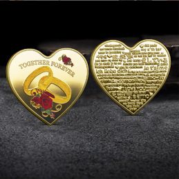 Artes y manualidades Moneda conmemorativa de metal en forma de corazón 52 tipos de monedas de confesión I love you regalos de monedas de regalo de vacaciones de San Valentín