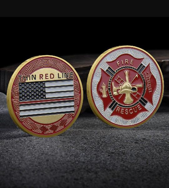 Arts et artisanat héroïque pompier honneur emblème coloré drapeau rayé placage or et argent Souvenir