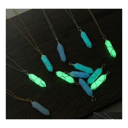 Arts And Crafts Collier En Cristal Cylindrique Hexagonal Glow In The Dark Fil Lumineux Wrap Pierre Pendentif Bijoux Cadeau Pour Femmes Hommes Dh8G7