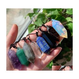 Arts et artisanat point hexagonal grand pendum quartz pierre cristal collier amet améthystes naturelles obsidienne lapis opale pendentif goutte Del Dhvar