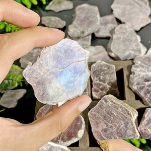 Artes y artesanías Regalo de vacaciones Lepidolita natural Placa de mica púrpura Tratamiento de piedra de cristal Decoración Artesanía y entrega de gotas minerales H OTCV6