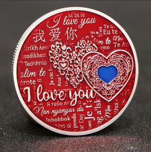 Kunst en ambachten Ik hou van je herdenkingsmunt Love You Love Gold Silver Coin