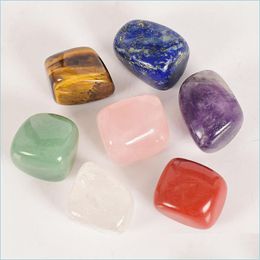 Arts and Crafts Irregar Natural Crystal Stones Chakra Jade 7pcs Set Colorf Yoga Energy Healing Crystals Small Accessoires Home Decor Dhxtk
