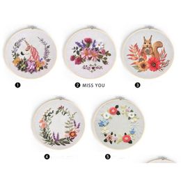 Kunst- en ambachten Kill Time Circle Embroidery Kit Needingwork Cross Stitch Kits voor Beginner Diy Art Sewing Craft Drop Delivery Home Gar DHFQK