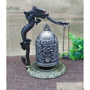 Arts et artisanat Grande serrure en bronze Banging Bell Monk Dragon Vente en gros Can Ring Ornements Feng Shui Décorations Artisanat Drop Deliv Dhmw4