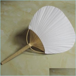 Kunst en ambachten groot nummer papier fan ronde tweezijdige blanco fans met bamboe frame en hanteren kalligrafie schilderen bruiloftsfeest gi dhvn2