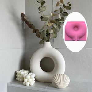 Arts and Crafts Large Unique Household Arch Vase Mold For Succulent Flower Donut Flowerpot Silicone Concrete Mould Gypsum Planter 230625