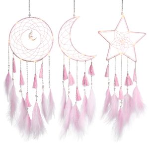 Kunst- en ambachten led Dream Handmade Chain Catcher Boheemse nieuwe ster Moon Sun Design Home Decor voor muurhangende decoratie Pi Yydhhome Amniw