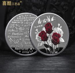 Pièce commémorative Arts and Crafts Love Rose Médaille commémorative de la confession d'amour de la Saint-Valentin Qixi