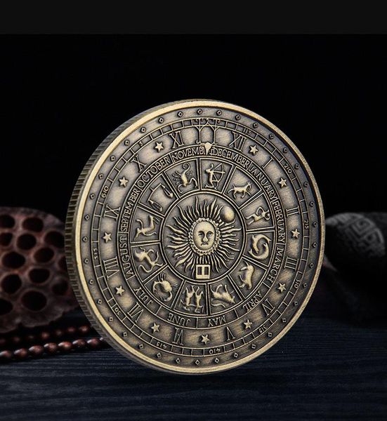 Arts and Crafts Lucky Feng Shui Coin Constellation Bronze antique Médaille commémorative Emblème