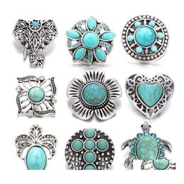 Arts et artisanat en métal turquoise forme bouton-pression fermoirs résultats de bijoux 18mm boutons-pression boutons bricolage boucles d'oreilles collier bracelet bijoux Dhjfa