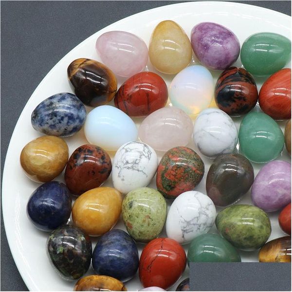 Arts And Crafts Mini 20Mm En Forme D'oeuf Pierre Naturelle Guérison Cristal Mascotte Mas Accessoire Minerale Gemstone Reiki Décoration De La Maison Wholes Dhfl8