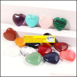 Kunst en ambachten natuurlijk 20 mm hart turquoise roze kwarts steen liefde naakte stenen harten versieren ornamenten handgreep stuk