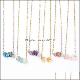 Arts et artisanat naturel 5-10mm Quartz pierre Reiki guérison cristal Chakra pendentif collier pour femmes bijoux goutte Delive Sports2010 Dzq