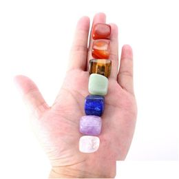Artes y manualidades CHAKRA NATURAL CHAKRA 7 PCS Naturals Stones Palm Reiki Curring Crystals Gemstones Yoga Energ￭a de energ￭a Entrega Ho Dhzts