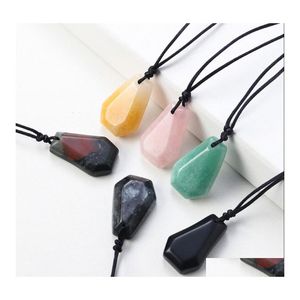 Kunst en ambachten natuurlijke genezende steenkistvorm kristal hanger energie obsidiaan rozenkwarts gesneden ketting diy sieraden cadeau druppel dhrht