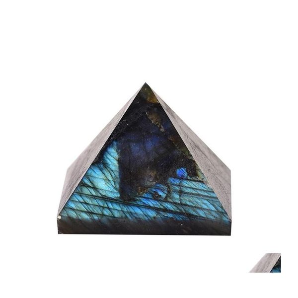 Arts et artisanat Naturel Labradorite Pierre de Lune Pyramide Cadeau Reiki Guérison Chakra Méditation Pierre Brute Poli Bureau Bijoux Decorat Otazj