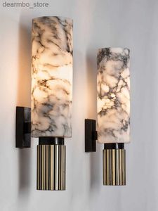 Arts and Crafts Natural Marble Mur LIHT pour Livin Room Hall Hall Chadow Home Hotel Decoration Modern Decoration LED Copper Sconce Fixtures intérieure 2024 L49