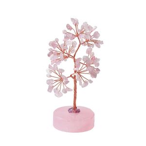 Kunst en ambachten natuurlijke roze kristallen boom koperdraad grindkwarts bomen ornament decoratie voor huisdruppel levering tuin otzbx