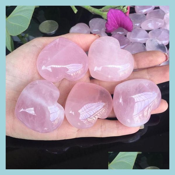 Arts et artisanat Naturel Rose Quartz Coeur Forme Amour Mini Cristal Chakra Guérison Décor À La Maison Reiki Pierre Gemmes Diy Bijoux Drop Delive Dhv2S