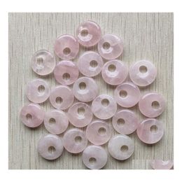 Kunst en ambachten natuurlijke rozenkwarts stenen charmes roze gogo donut hanger kralen 18 mm voor sieraden maken sport2010 drop levering home dhe2h