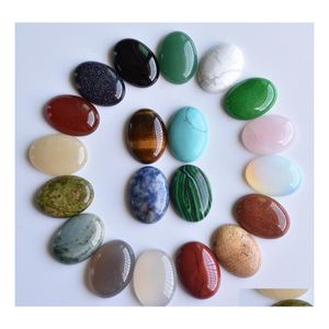 Arts and Crafts Natural Stone 18x25mm Ovale losse kralen Opal Rose Quartz Tigers Eye Turquoise Cabochons Flat Back voor kettingring E DH2FG