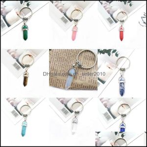 Arts and Crafts Natural Stone Hexagonal Column Key Chain 9 T2 Drop Delivery 2021 Home Garden Arts Crafts Dhseller2010 DHG9O