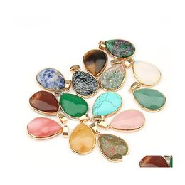 Arts et artisanat Natural Stone Drop Drop Rose Quartz Turquoise Tigers Eye Opal Pendant Charmes DIY pour le collier de bracelet Druzy Earrin Dhdr2
