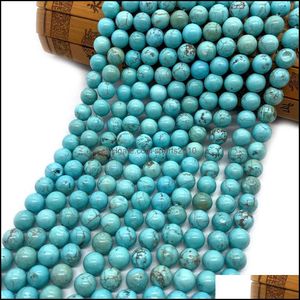 Kunst en ambachten natuurlijke stenen 6 mm 8 mm 10 mm losse turquoise stenen kralen snaar diy armband accessoires groothandel sieraden sporten2010 dhysd