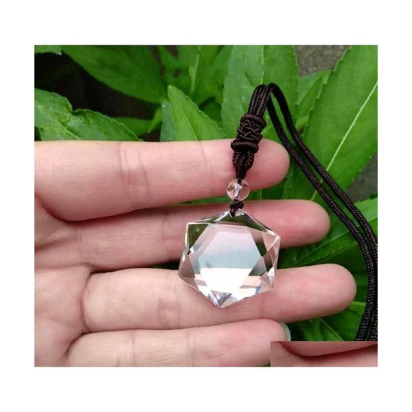 Arts et artisanat Naturel Transparent Quartz Cristal Hexagone Pendentif Esprit Pendum Énergie Pierre Pendentifs Cristaux Féminins Bijoux Drop Dhtps