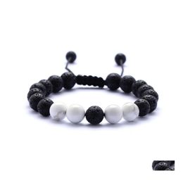 Arts et artisanat naturel turquoise noir pierre de lave tissage de perles par bracelet aromathérapie diffuseur d'huile essentielle pour femmes hommes bijoux Dheiz